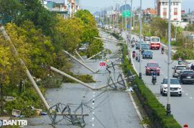 Quốc lộ 18 ở Quảng Ninh bị &quot;đứt đoạn&quot; do cột điện gãy đổ hàng loạt  第2张