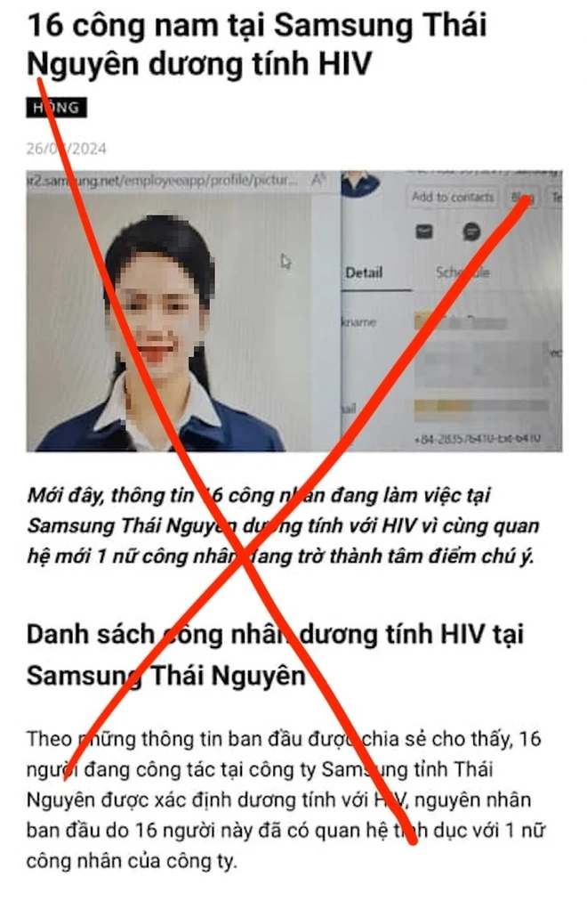 
Xử phạt người đăng tin sai về &apos;Nữ công nhân Samsung nhiễm HIV&apos;
